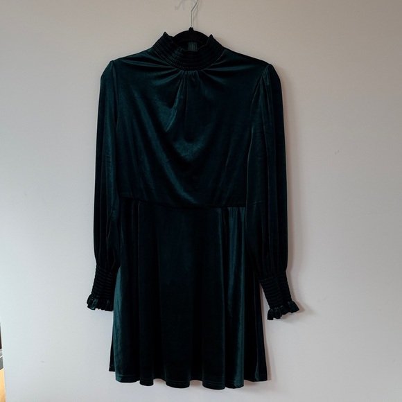 Elegant Velvet Green Dress - Picture 3 of 4